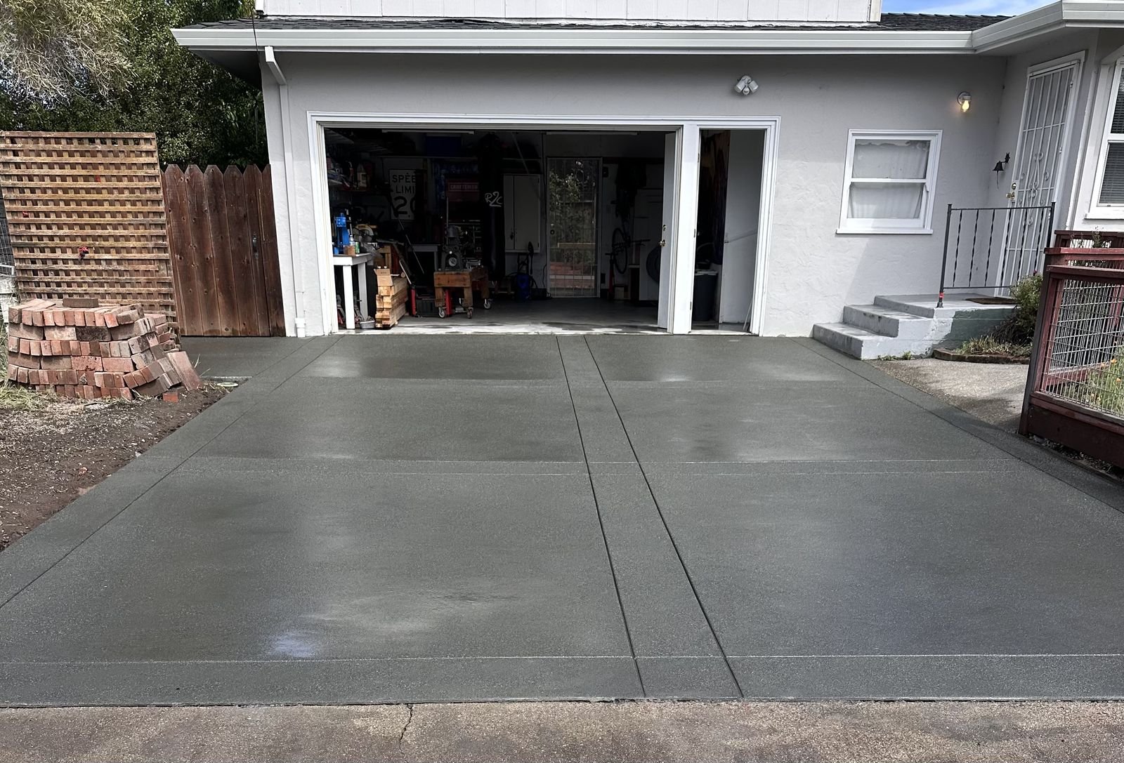 Finished concrete driveway